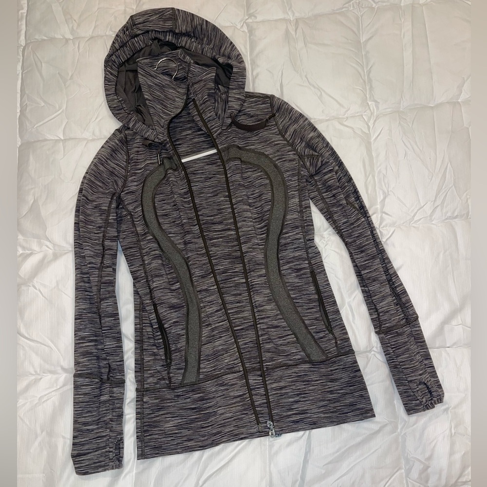 lululemon athletica Heathered Gray Hooded Zip Jacket